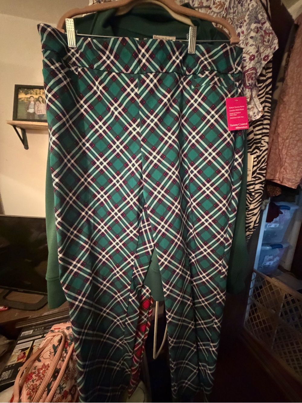 Kim Rogers Green Plaid Skirt with Navy and White Accents